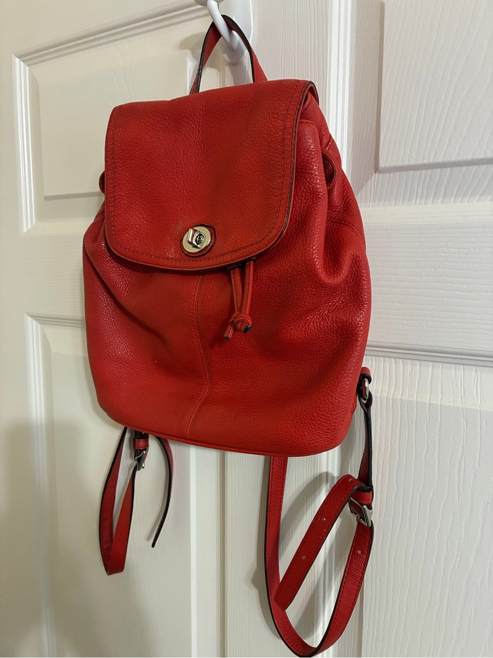 Red Leather Backpack Purse - Sleek Everyday Bag